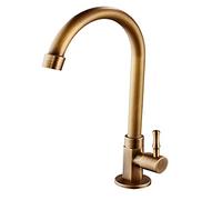 ZLLFHS Rubinetto Vintage, Tradizionale Bagno in Ottone Cucina Bronzo Finitura Antica Maniglia Singola Solo rubinetti dell'Acqua Fredda 360 Bacino Girevole tazzine