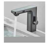 ZLLFHS Touch On Faucet LCD Toilet Sink Mixer Dual Sensor Touchless Single Hole Countertop Basin Faucet Gray for Easy Use
