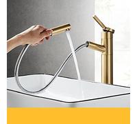 ZLLFHS Tutto Il lavabo di Lavaggio Caldo e Freddo telescopico, Bacino da Toilette, Bacino da controsoffitto, Bacino del Bagno, lavabo, Rubinetto Estraibile Universale, Estrazione Oro Spazzolata