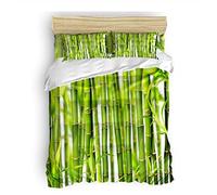 ZLLHAPPY Copripiumino Singolo 140X200 Foresta di Bambù Verde Zen：Bed Linen Parure Copripiumino con Stampa Completo Copripiumino Matrimoniale, Set Copripiumino Reversibile - 140x200cm
