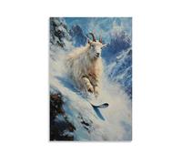 ZLLJXFZZ Decorazione artistica da parete con immagine di una capra che scia, un sentiero stretto ridgeline mentre i venti di montagna frusta, decorazione artistica da parete moderna, poster artistico