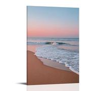 ZLLJXFZZ Decorazione artistica da parete con scena minimalista sulla spiaggia con un'onda singola, una linea dell'orizzonte e un cielo sfumato morbido, decorazione moderna da appendere, 50 x 75 cm