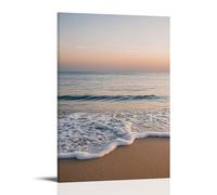 ZLLJXFZZ Decorazione artistica da parete con scena minimalista sulla spiaggia con un'onda singola, una linea dell'orizzonte e un cielo sfumato morbido, decorazione moderna da appendere, 50 x 75 cm