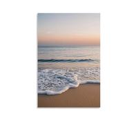 ZLLJXFZZ Decorazione artistica da parete con scena minimalista sulla spiaggia con un'onda singola, una linea dell'orizzonte e un cielo sfumato morbido, decorazione moderna da appendere, 50 x 75 cm