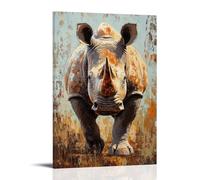 ZLLJXFZZ Decorazione artistica da parete con stampa a olio con animali dell'ultimo rinoceronte bianco, decorazione moderna da appendere, 50 x 75 cm