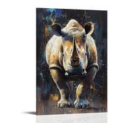 ZLLJXFZZ Decorazione artistica da parete con stampa a olio con animali dell'ultimo rinoceronte bianco, decorazione moderna da appendere, 50 x 75 cm