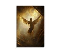 ZLLJXFZZ Decorazione artistica da parete in stile barocco con angelo che galleggia nella luce dorata, ispirata agli affreschi classici, decorazione moderna da appendere, 50 x 75 cm