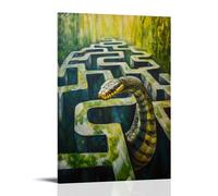 ZLLJXFZZ Decorazione artistica da parete moderna da appendere con dipinto a olio con animale, serpente che scivola attraverso un labirinto in una sfida a tempo di fuga