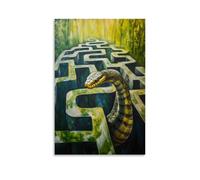 ZLLJXFZZ Decorazione artistica da parete, motivo: un serpente che scorre attraverso un labirinto in una sfida a tempo di fuga a tempo, decorazione artistica da parete, decorazione moderna da appendere