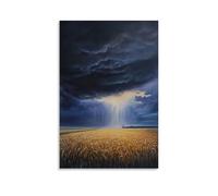 ZLLJXFZZ Dipinto ad olio drammatico di un temporale su campi di grano, decorazione artistica da parete, decorazione moderna da appendere, poster artistico da appendere, 50 x 75 cm