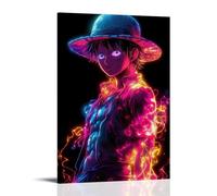 ZLLJXFZZ One Piece - Poster artistico da appendere alla parete con il fantasma di Rufy - corpo bruciante e fulmine, decorazione moderna, 60 x 90 cm