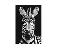 ZLLJXFZZ Poster a forma di animale, stampa artistica da parete in bianco e nero, motivo zebrato, decorazione moderna, poster artistico da appendere, 60 x 90 cm