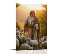 ZLLJXFZZ Poster artistico da appendere con scritta in lingua inglese "The Good Shepherd", "Grace in Simplicity ", decorazione moderna, 60 x 90 cm