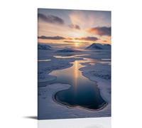 ZLLJXFZZ Poster artistico da appendere con tundra remota con laghi ghiacciati, vegetazione rara e tramonto incandescente, decorazione moderna da appendere, 30 x 45 cm