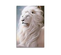 ZLLJXFZZ Poster artistico da parete con animali del leone contro il cielo con nuvole, decorazione moderna da appendere, 50 x 75 cm