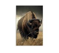 ZLLJXFZZ Poster artistico da parete con animali nordamericani, bisonte prateria e tempesta, decorazione moderna da appendere, 40 x 60 cm