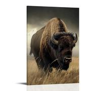 ZLLJXFZZ Poster artistico da parete con animali nordamericani, bisonte prateria e tempesta, decorazione moderna da appendere, 40 x 60 cm