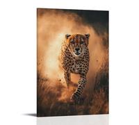 ZLLJXFZZ Poster artistico da parete con animali prati, ghepardo che corre sulla polvere, decorazione moderna da appendere, 50 x 75 cm