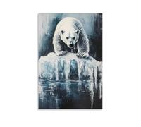 ZLLJXFZZ Poster artistico da parete con pittura ad olio con orso polare solitario su iceberg, decorazione moderna da appendere, poster artistico da appendere, 60 x 90 cm