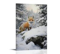 ZLLJXFZZ Poster artistico da parete con pittura ad olio con volpe solitaria nel deserto innevato, decorazione moderna da appendere, 20 x 30 cm