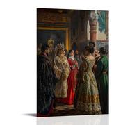ZLLJXFZZ Poster artistico da parete con scena di corte reale con abiti e architettura dettagliati, realismo storico, decorazione moderna da appendere, 60 x 90 cm
