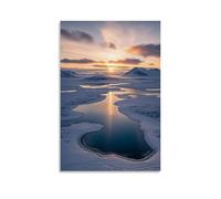 ZLLJXFZZ Poster artistico da parete con tundra remota con laghi ghiacciati, vegetazione rara e tramonto incandescente, decorazione moderna da appendere, 20 x 30 cm