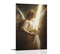 ZLLJXFZZ Poster con angelo, spada della luce divina, decorazione da parete, decorazione moderna, poster artistico da appendere, 60 x 90 cm