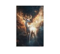 ZLLJXFZZ Poster con animali celestiali, cervo angelico, decorazione artistica da parete, decorazione moderna, poster artistico da appendere, 50 x 75 cm