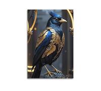 ZLLJXFZZ Poster con animali, decorazione da parete, corvi, abbigliamento dorato, decorazione moderna da appendere, poster artistico da appendere, 60 x 90 cm