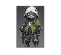 ZLLJXFZZ Poster con animali, decorazione da parete, motivo anime, vento, panda, armi da fuoco, decorazione artistica da parete, poster artistico da appendere, 60 x 90 cm