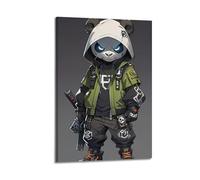 ZLLJXFZZ Poster con animali, decorazione da parete, motivo anime, vento, panda, armi da fuoco, decorazione artistica da parete, poster artistico da appendere, 60 x 90 cm