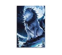 ZLLJXFZZ Poster con animali, decorazione da parete, motivo lupo enorme e bello, decorazione moderna da appendere, poster artistico da appendere, 50 x 75 cm