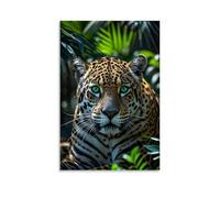 ZLLJXFZZ Poster con animali della giungla, Jaguar con occhi di smeraldo che si illuminano, decorazione artistica da parete moderna, poster artistico da appendere, 20 x 30 cm
