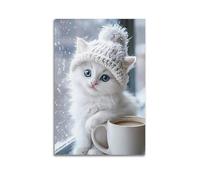 ZLLJXFZZ Poster con animali è molto divertente in inverno e quando fa caldo, decorazione artistica da parete, decorazione moderna, poster artistico da appendere, 60 x 90 cm