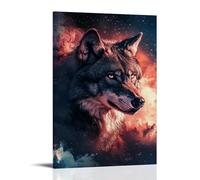 ZLLJXFZZ Poster con animali galattici, lupo che viaggia nello spazio, decorazione moderna da appendere, poster artistico da appendere, 50 x 75 cm
