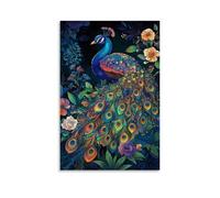 ZLLJXFZZ Poster con animali, intricato, decorazione artistica da parete con mandala, pavone, decorazione moderna da appendere, 60 x 90 cm