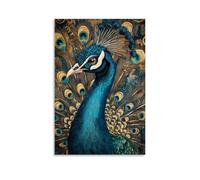 ZLLJXFZZ Poster con animali, intricato, decorazione artistica da parete con mandala, pavone, decorazione moderna da appendere, 20 x 30 cm