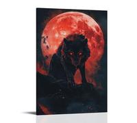 ZLLJXFZZ Poster con animali selvaggi, Bloodmoon Hunter decorazione artistica da parete, decorazione moderna, poster artistico da appendere, 60 x 90 cm