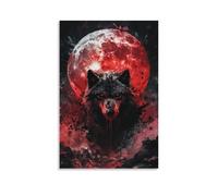 ZLLJXFZZ Poster con animali selvaggi, cacciatore di luna di sangue, decorazione artistica da parete, decorazione moderna, poster artistico da appendere, 40 x 60 cm