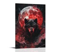 ZLLJXFZZ Poster con animali selvaggi e luna di sangue, decorazione artistica da parete moderna da appendere, 30 x 45 cm