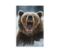 ZLLJXFZZ Poster con animali selvatici, orso ruggente, decorazione artistica da parete, decorazione moderna, poster artistico da appendere, 40 x 60 cm