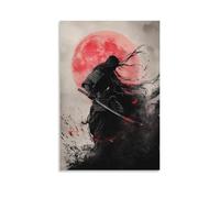 ZLLJXFZZ Poster con fantasma samurai, vendetta al chiaro di luna pallida, decorazione da parete, decorazione moderna, poster artistico da appendere, 60 x 90 cm