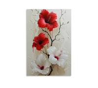 ZLLJXFZZ Poster con fiori su una parete in bagno, con un po' d'acqua che gocciola fuori, decorazione artistica da parete, decorazione moderna da appendere, poster artistico da appendere, 60 x 90 cm