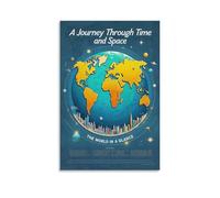 ZLLJXFZZ Poster con mappa del mondo, arte da parete, decorazione moderna, poster artistico da appendere, 50 x 75 cm