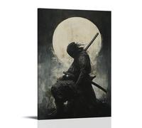 ZLLJXFZZ Poster con ombra, samurai, assassino di notte silenziosa, decorazione artistica da parete, decorazione moderna, poster artistico da appendere, 20 x 30 cm