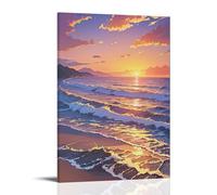 ZLLJXFZZ Poster con paesaggio con l'oceano e un tramonto che si riflette nell'acqua insieme a parete decorazione moderna poster artistico da appendere 30 x 45 cm
