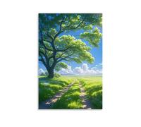 ZLLJXFZZ Poster con paesaggio con luce del sole, con erba e un sentiero in cui una parete artistica da parete, decorazione moderna, poster artistico da appendere, 60 x 90 cm