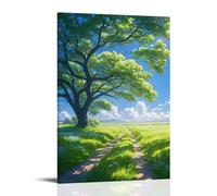 ZLLJXFZZ Poster con paesaggio con luce del sole, con erba e un sentiero in cui una parete artistica da parete, decorazione moderna, poster artistico da appendere, 60 x 90 cm