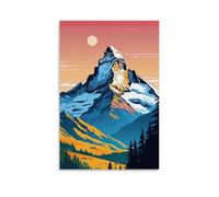 ZLLJXFZZ Poster con paesaggio con picchi di montagna e cielo al tramonto, decorazione artistica da parete, decorazione moderna, poster artistico da appendere, 40 x 60 cm