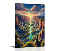 ZLLJXFZZ Poster con paesaggio con un torrente di montagna in fondo a una valle vuota, decorazione artistica da parete, decorazione moderna da appendere, 20 x 30 cm